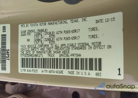 2016 Toyota Tacoma Trd Sport from USA, damaged, VIN 5TFBZ5DN8GX001271